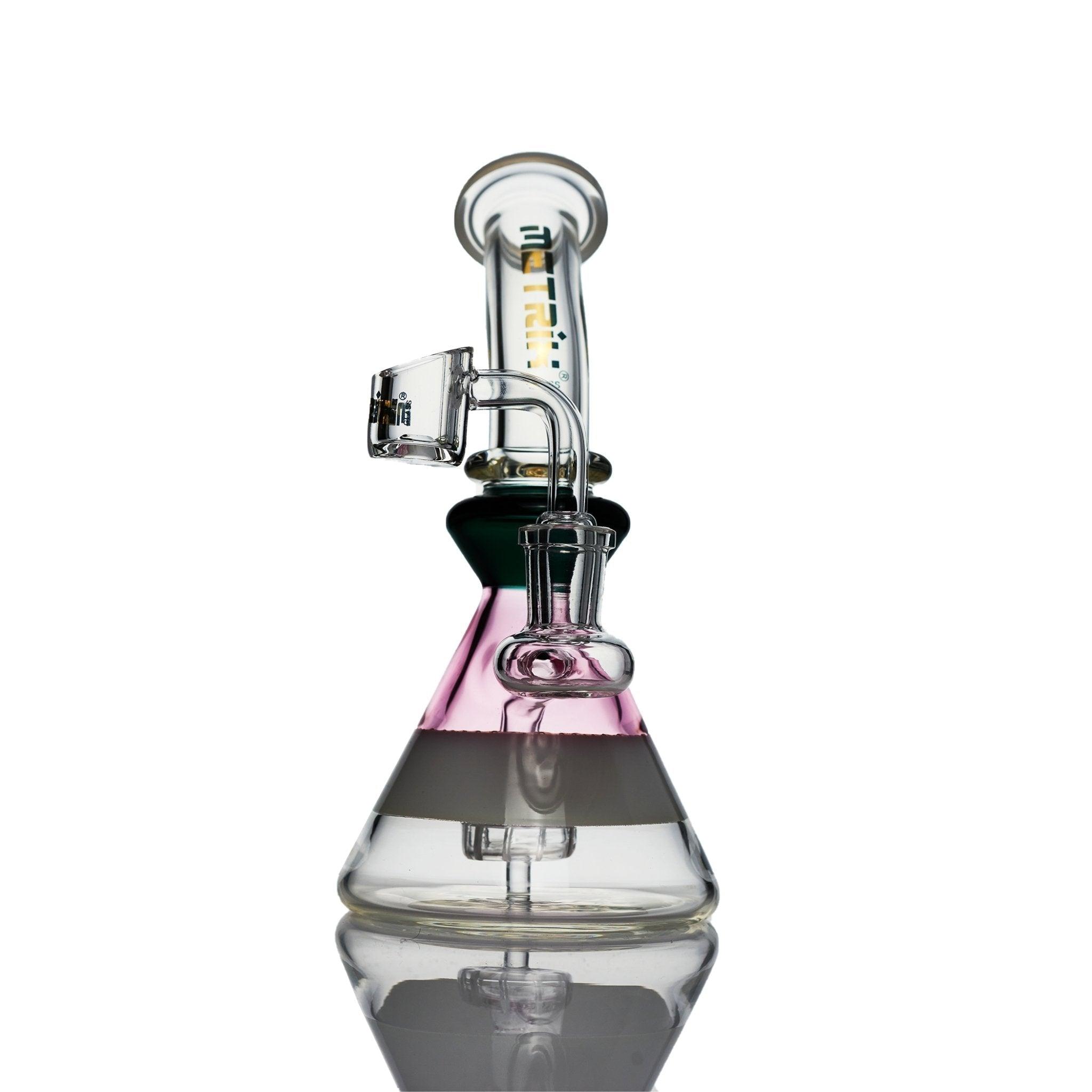 Metrix Glass Tri Color rig showing 14 mm joint and 90 degree angle - perfect for nectar collector dab rig use