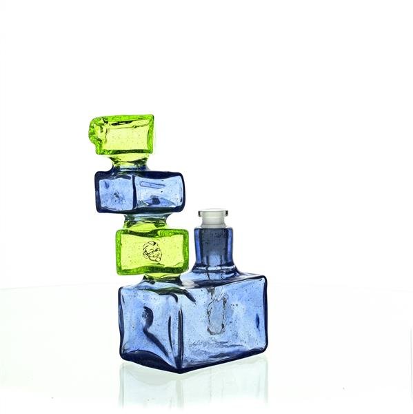 MIKE G GLASS SLRYM AND BLUE SATIN W BLUE-V RIG 10MM - Smoke Spot Smoke Shop