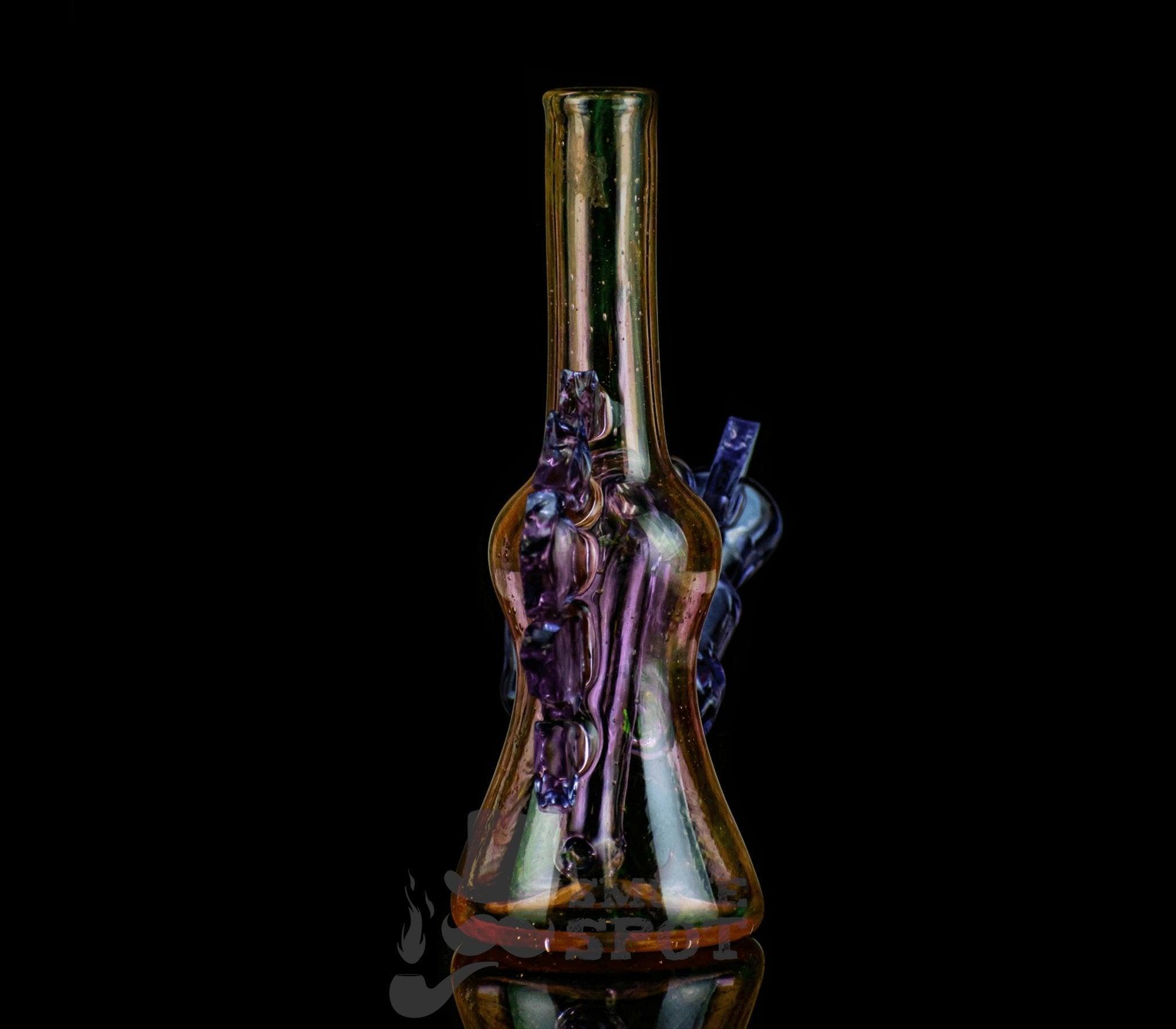 Close-up of Mike Nelson Purple Rig Artistic Glass Crackes Design - Smoke Spot