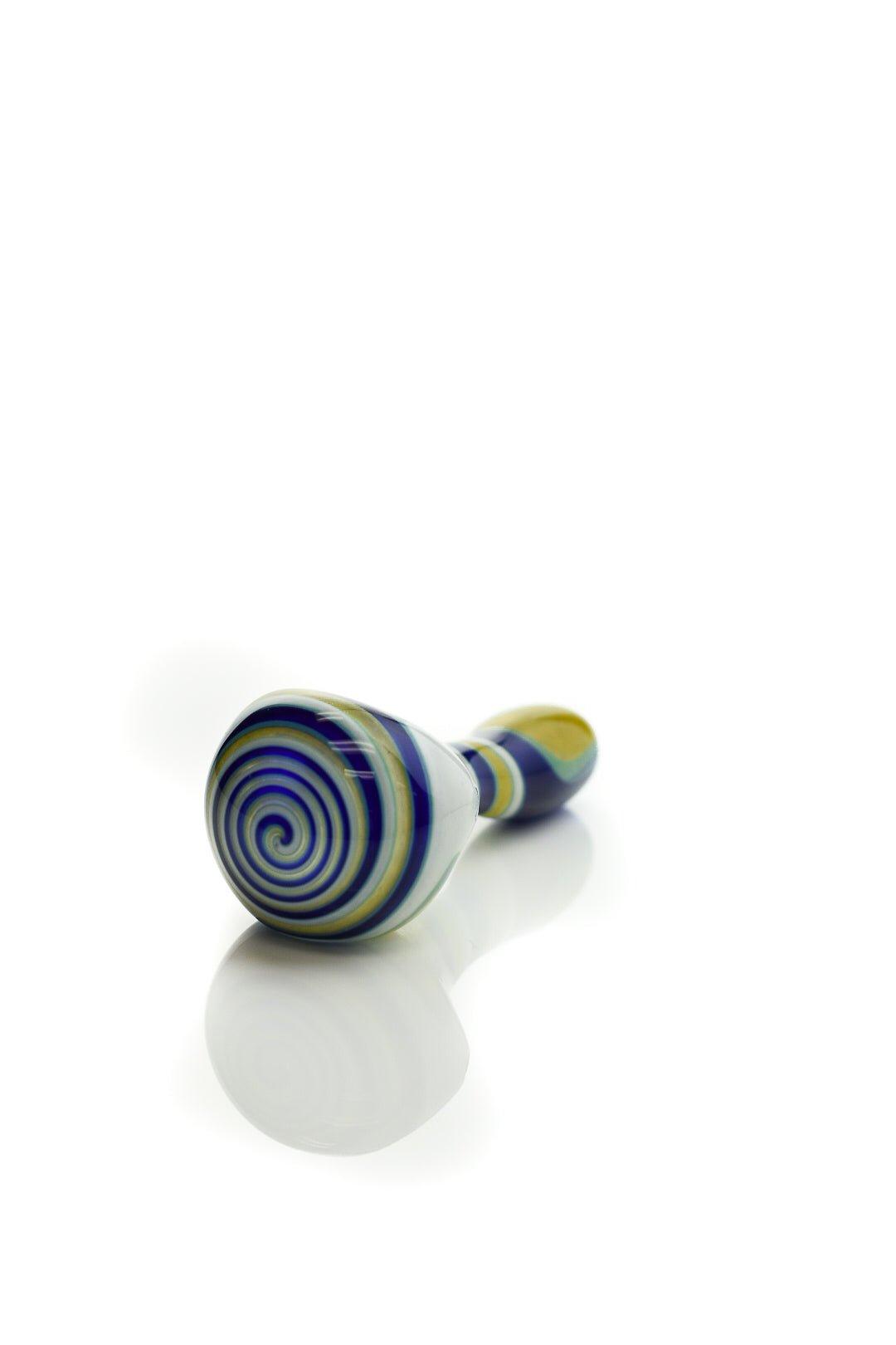 Close-up of twisted color details on Mix Twist Colors #1 Handpipe by Hoffman Glass