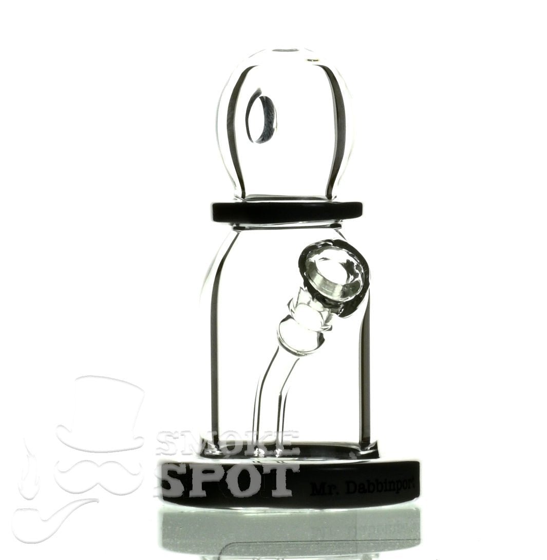 Side view of Mr Dabbinport 5 inch 10mm gray glass rig waterpipe
