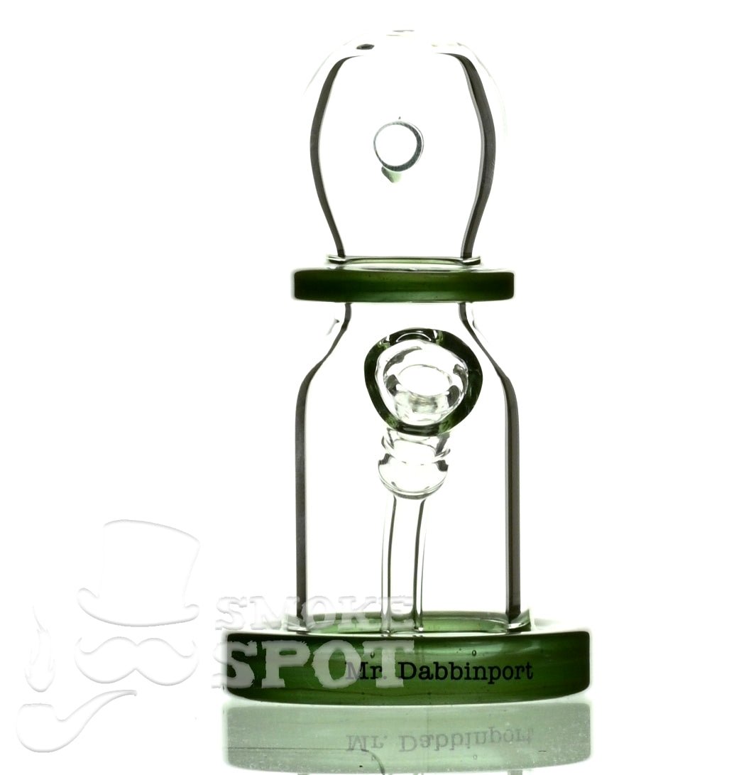 Mr Dabbinport 5 inch 10mm silver green glass rig waterpipe - Smoke Spot