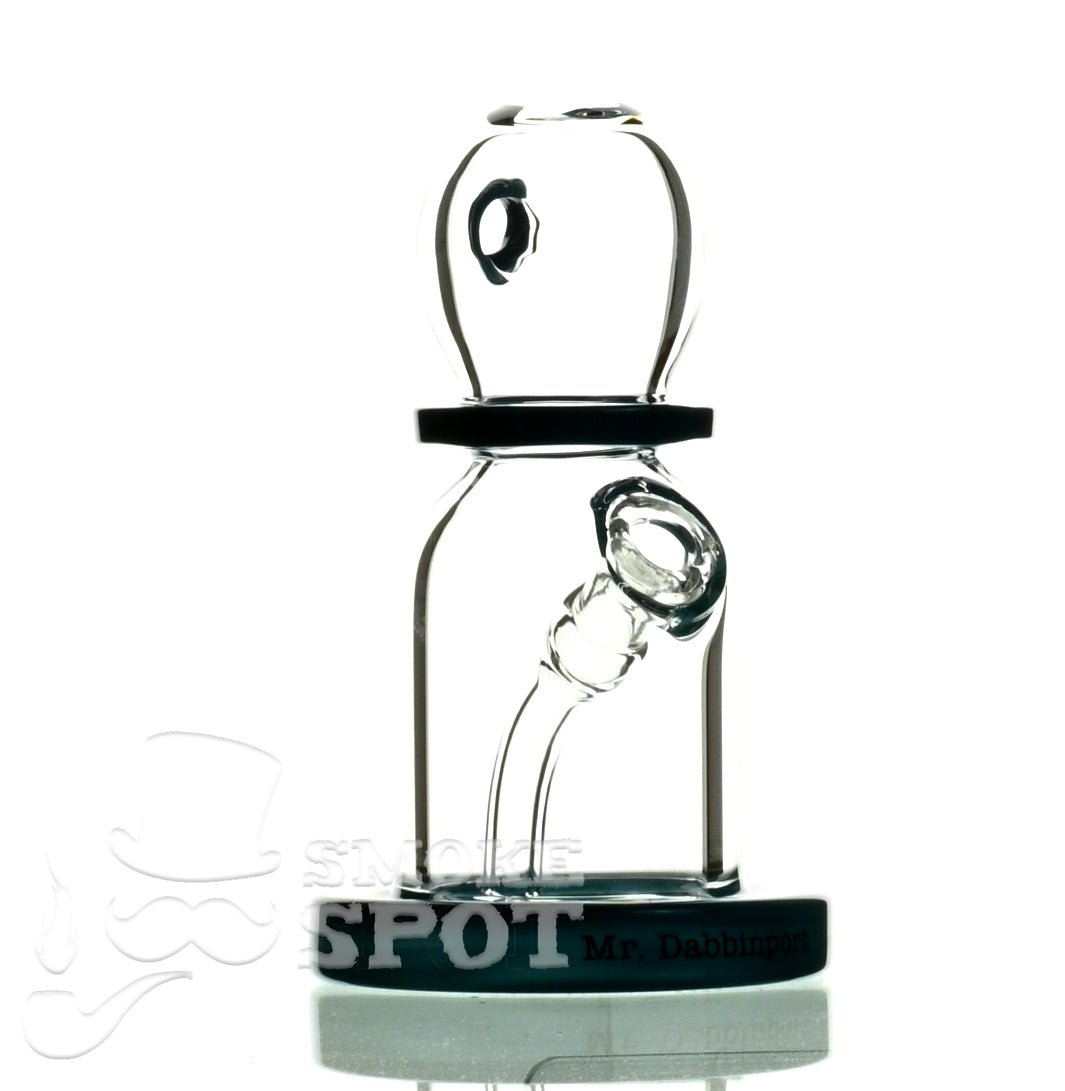 Side view of Mr Dabbinport 5 inch 10mm turquoise glass rig - Smoke Spot Glass