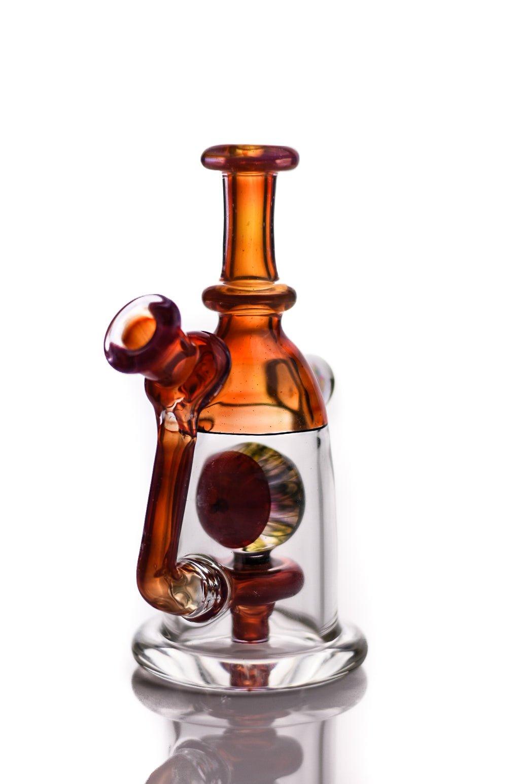 Close-up of Mtp Glass Aprodesia Minitue bubble cap and dabber - Smoke Spot