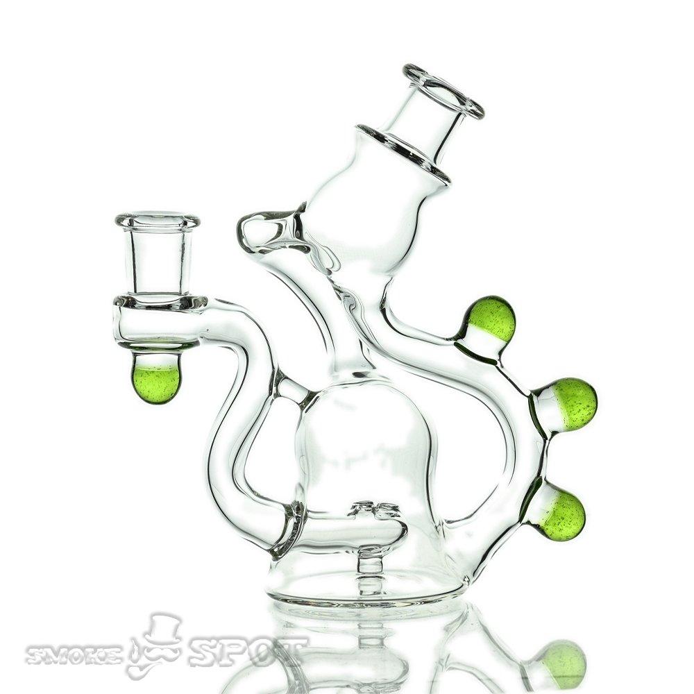NJR glass rig bubble dumber with slime green accent - Smoke Spot Smoke Shop
