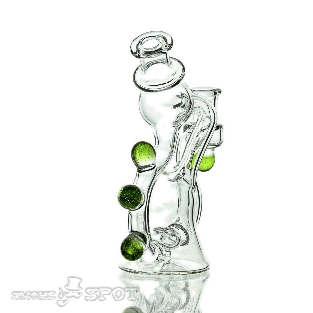 Close-up of 3 hole perc recycler on NJR Glass Rig Bubble Dumber