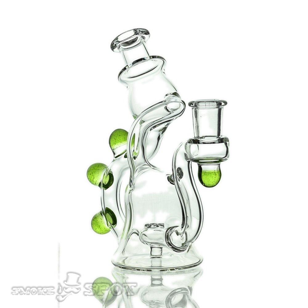 NJR Glass Rig Bubble Dumber with Slime Green Accent showing 14mm female joint