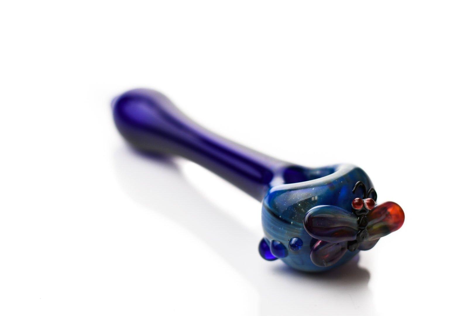 NRVision 6.5" Dark Blue Galaxy Butterfly Handpipe - Smoke Spot Smoke Shop