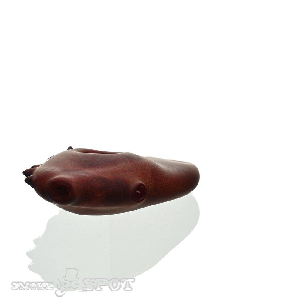 Close-up of Pobz Claw Lobster Spoon Sandblasted Red Handpipe bowl