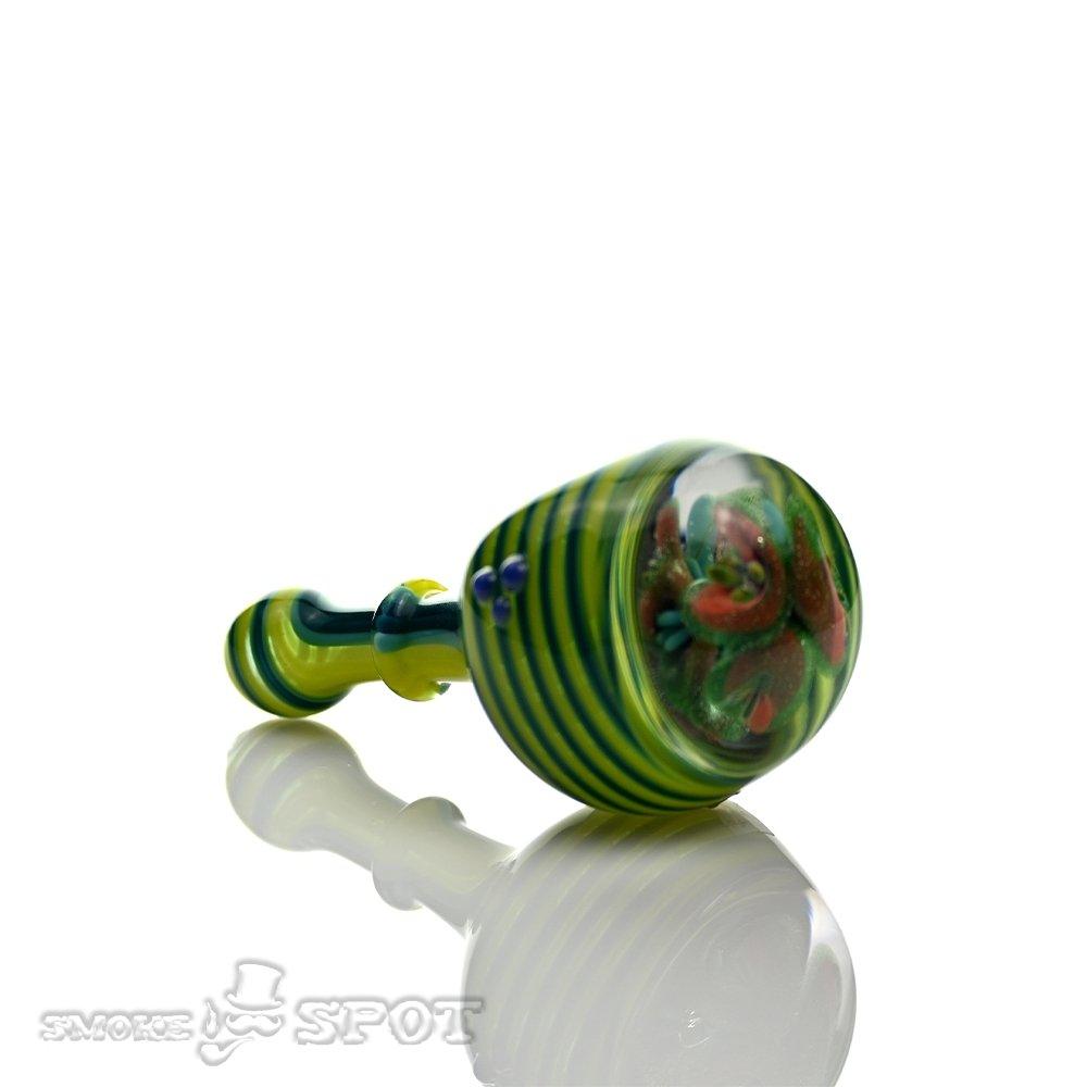 Pobz Light & Dark Green Handpipe angled view - Smoke Spot Smoke Shop