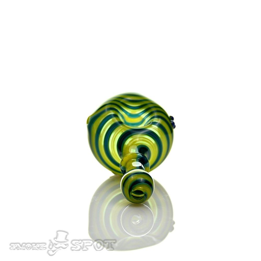 Pobz Light & Dark Green Handpipe full view - Smoke Spot Glass