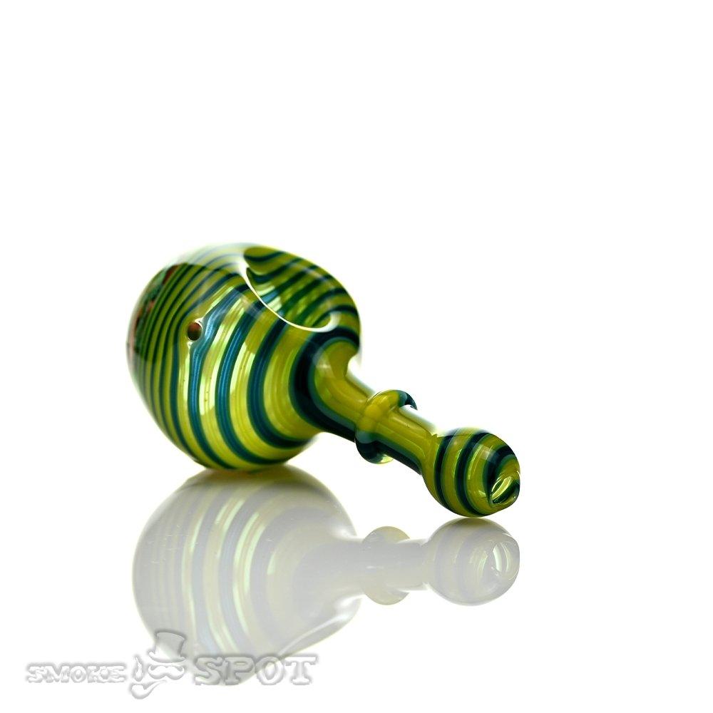 Pobz Light & Dark Green Handpipe artistic glass design - Smoke Spot