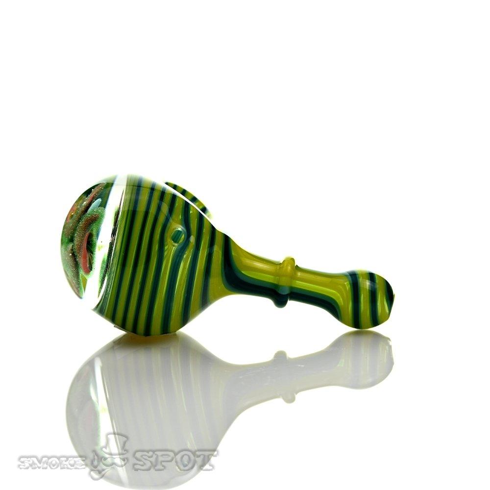 Pobz Light & Dark Green Handpipe with window detail - Smoke Spot