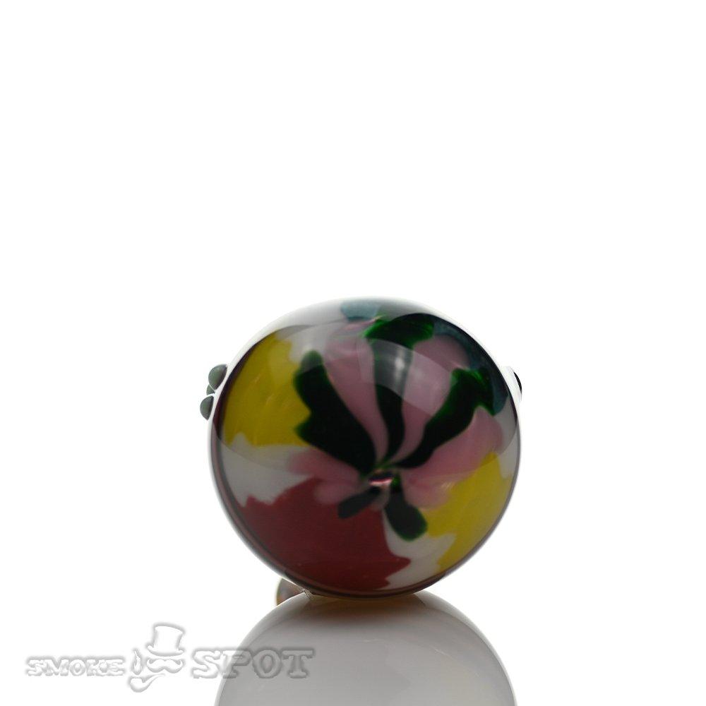 Close-up of colorful glass details on Pobz Multi Color Spoon Handpipe