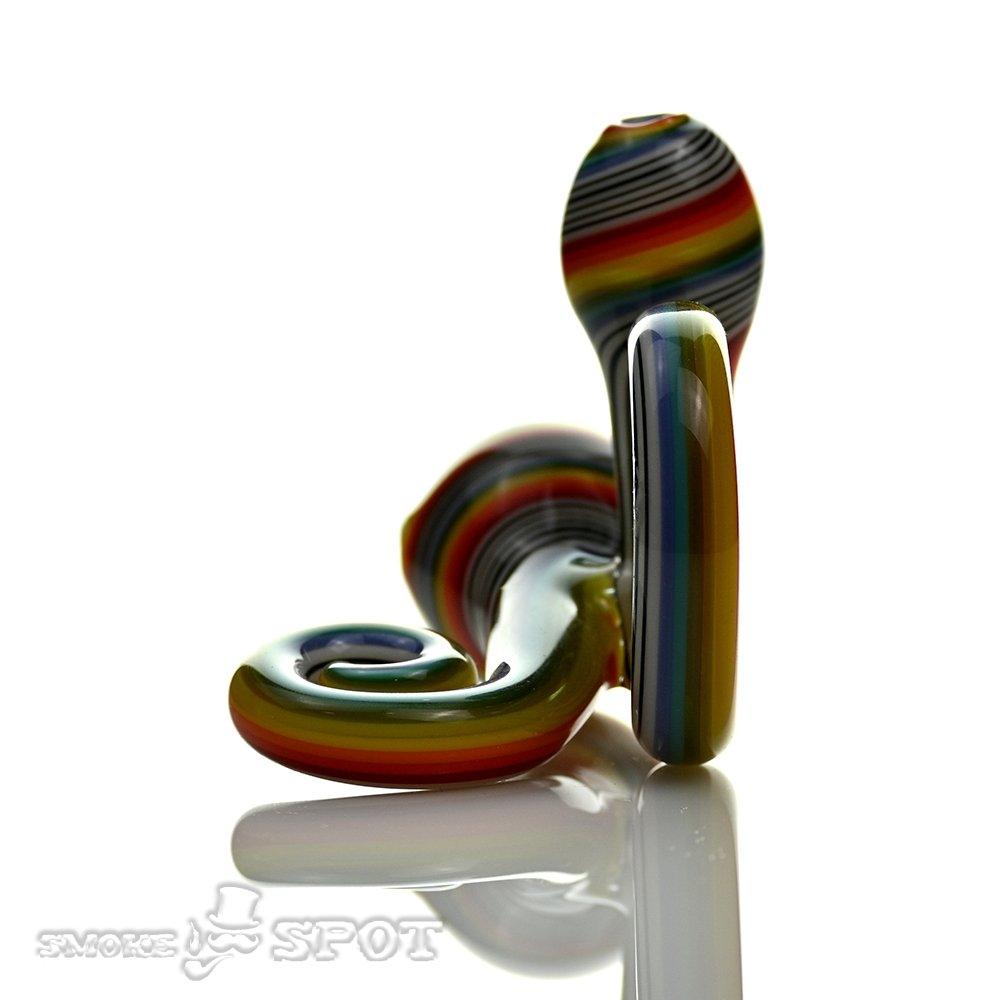 Pobz Swirl Spoon Multi Colors handpipe showcasing colorful glass swirls