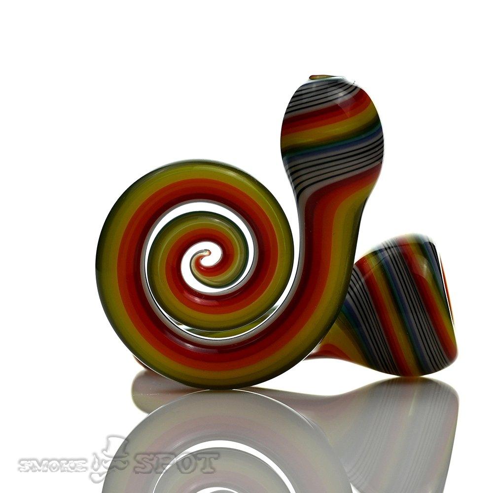 Pobz Swirl Spoon Multi Colors handpipe angled view with swirl colors