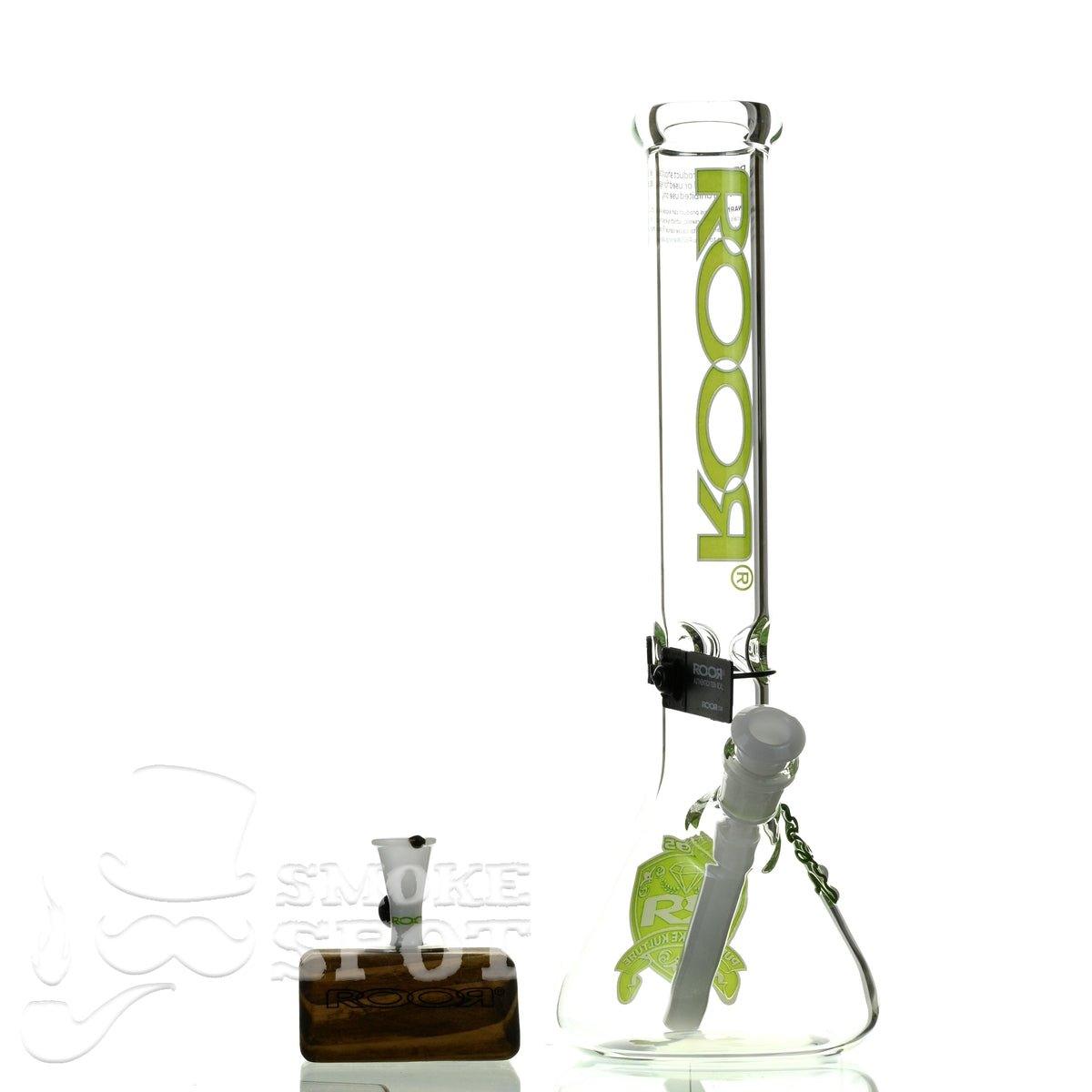 Roor beaker 14 inch 45 x 5 green white intro collection - Smoke Spot Smoke Shop