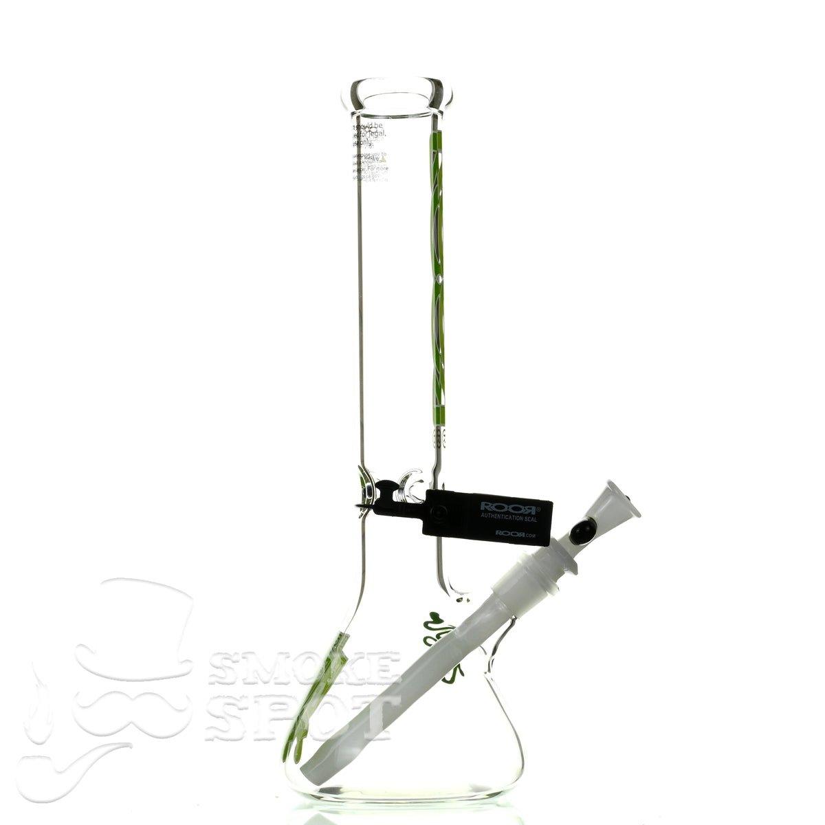 Roor beaker 14 inch 45 x 5 green white intro collection - Smoke Spot Smoke Shop
