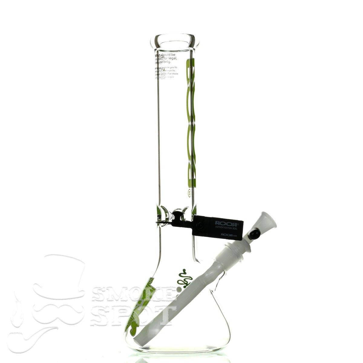 Roor beaker 14 inch 45 x 5 green white intro collection - Smoke Spot Smoke Shop