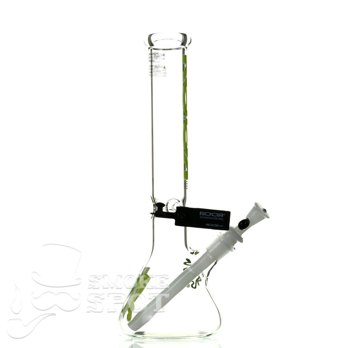 Roor beaker 14 inch 45 x 5 green white intro collection - Smoke Spot Smoke Shop