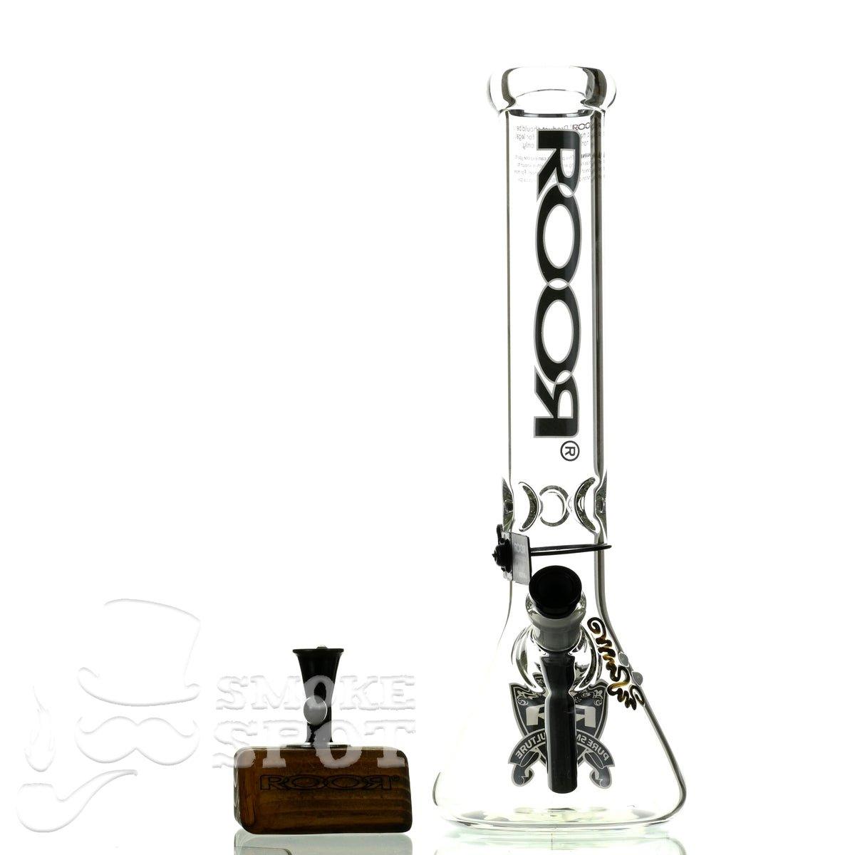 Roor beaker 14 inch black white premium scientific glass waterpipe - Smoke Spot Smoke Shop