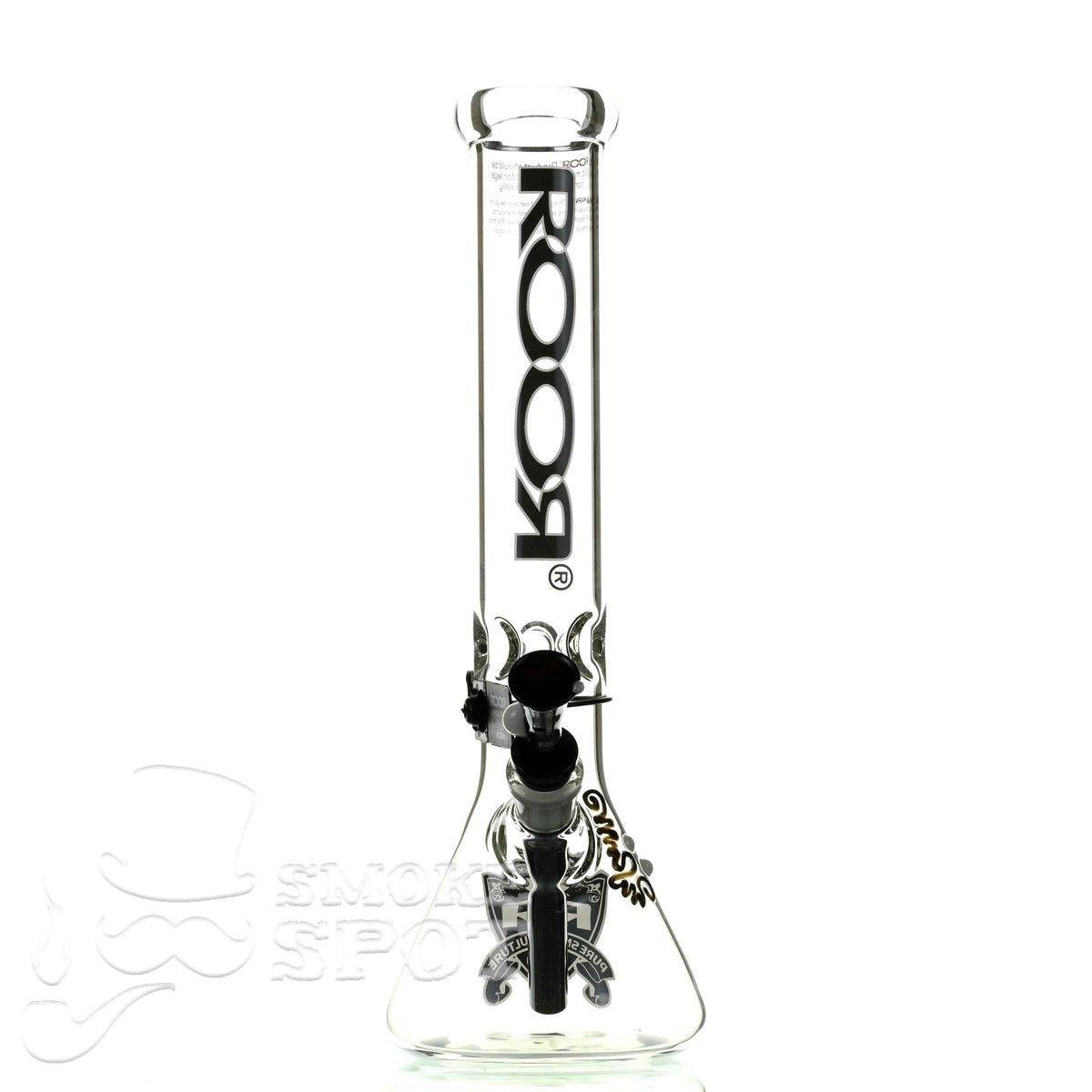 Roor beaker 14 inch black white side view premium glass bong - Smoke Spot Smoke Shop