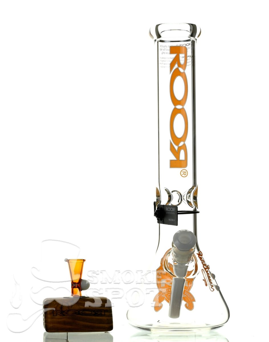 Roor Beaker 14 Inch Orange White Premium Scientific Glass Waterpipe