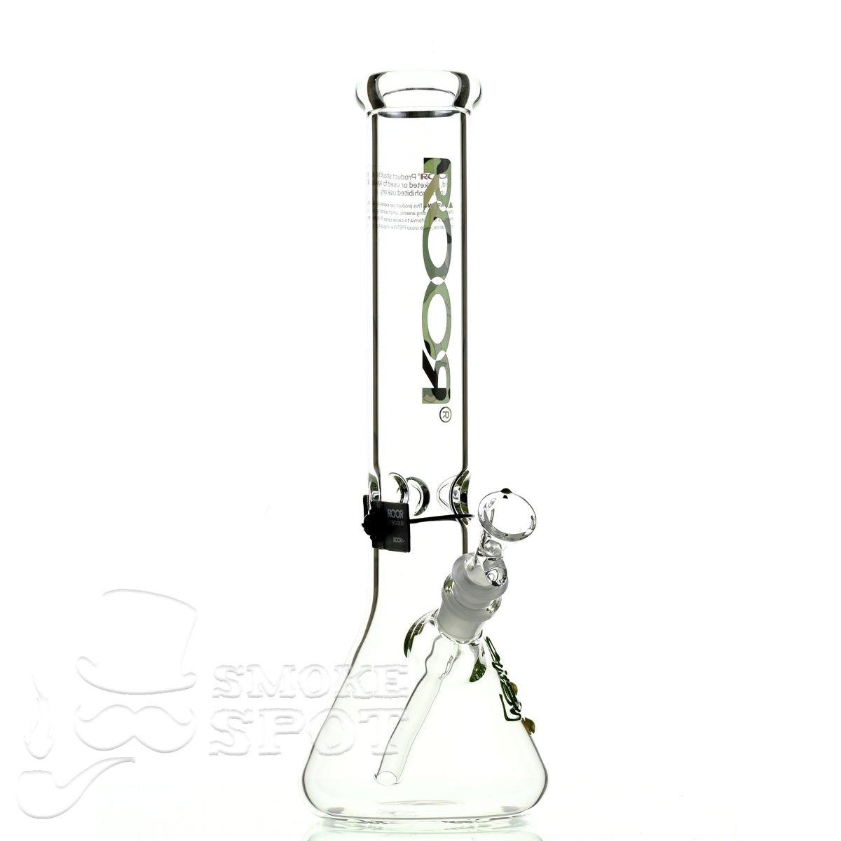 Close up of Roor Beaker 14 inch camo scientific glass bong - Smoke Spot Glass