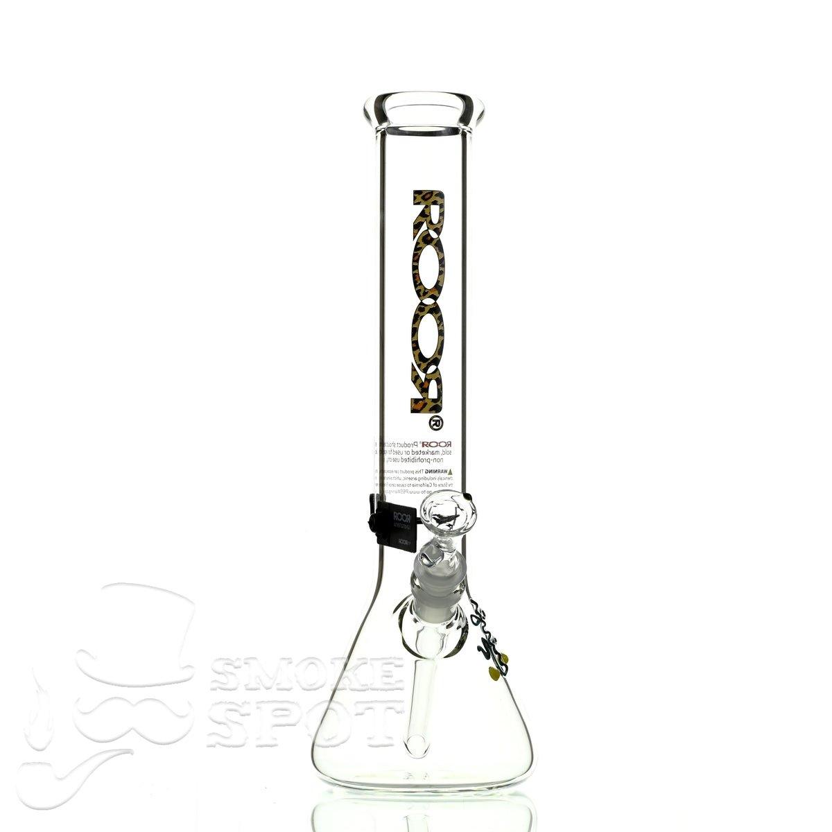 Close-up of Roor Beaker 14 inch P-D Leopard #2 glass bong bowl - Smoke Spot Smoke Shop