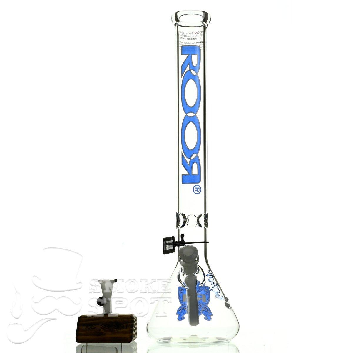Roor Beaker 18 Inch Blue White Scientific Glass Waterpipe - Smoke Spot