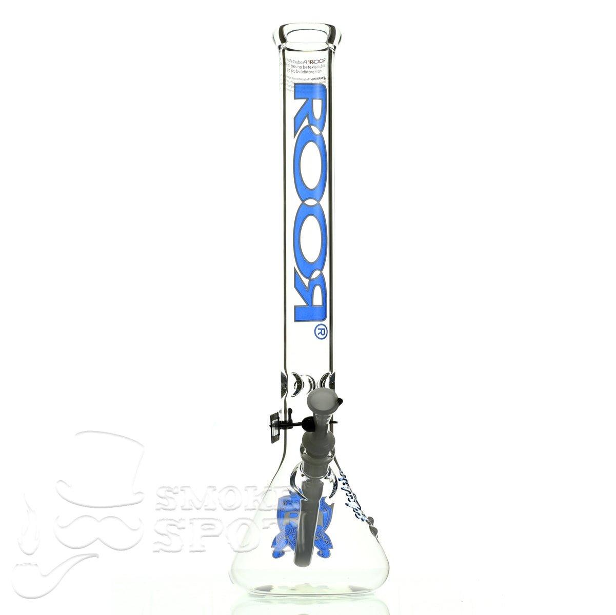 Side view of Roor Beaker 18 Inch Blue White Waterpipe - Smoke Spot