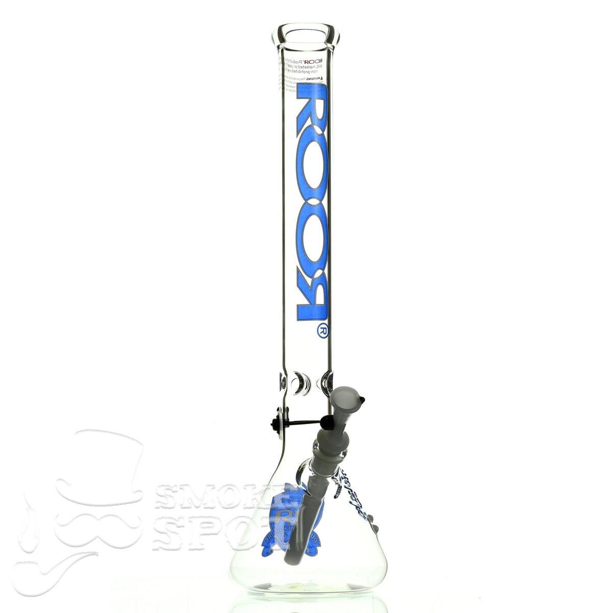 Close-up of Roor Beaker 18 Inch Blue White Scientific Glass Bong