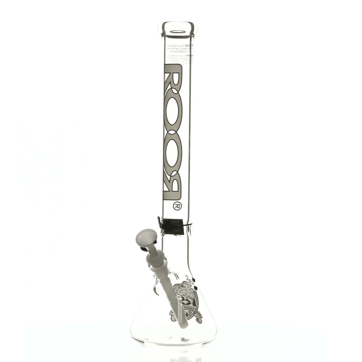 Side view of ROOR Intro Collector 18 inch Beaker 455 White/Black waterpipe