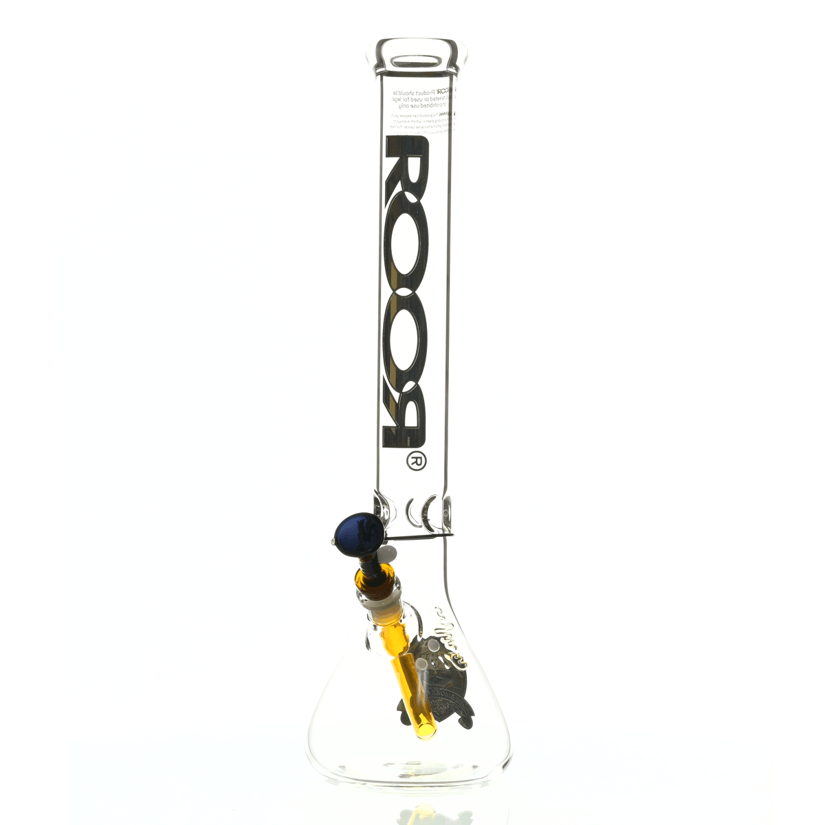 Side view of ROOR Intro Collector 18 inch Beaker 505 Gold Black Waterpipe