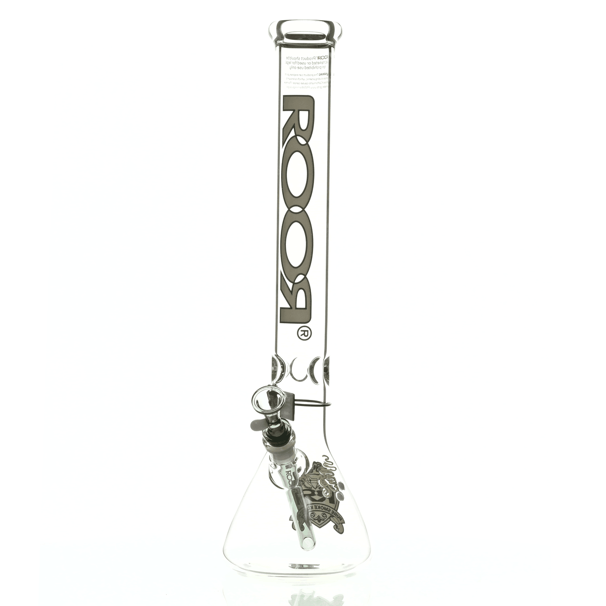 Side view of ROOR Intro Collector 18 inch Beaker 505 Grey Black waterpipe