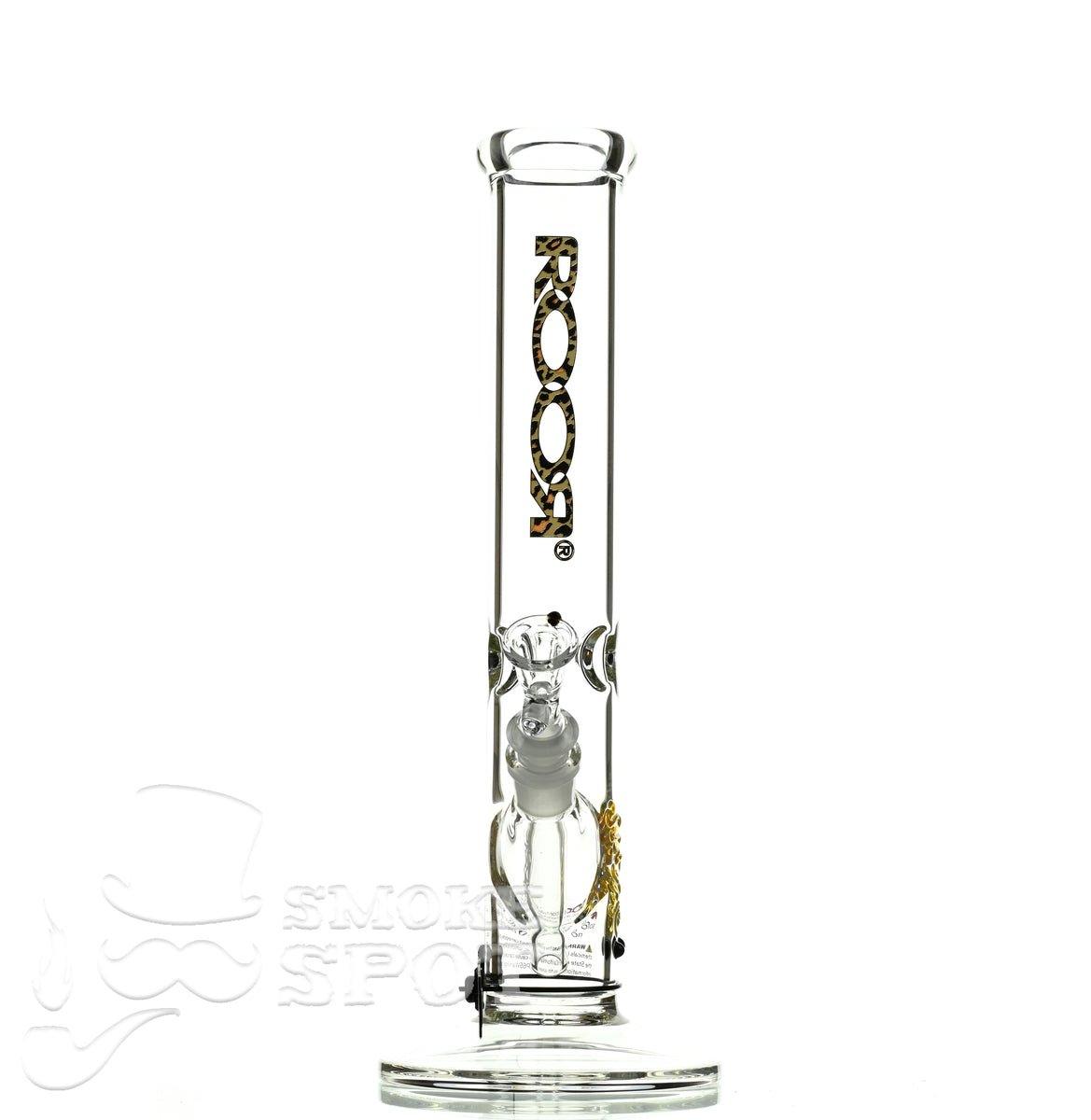 Roor Straight Tube 14 inch Leopard #2 premium scientific glass waterpipe with ice catcher - Smoke Spot Smoke Shop