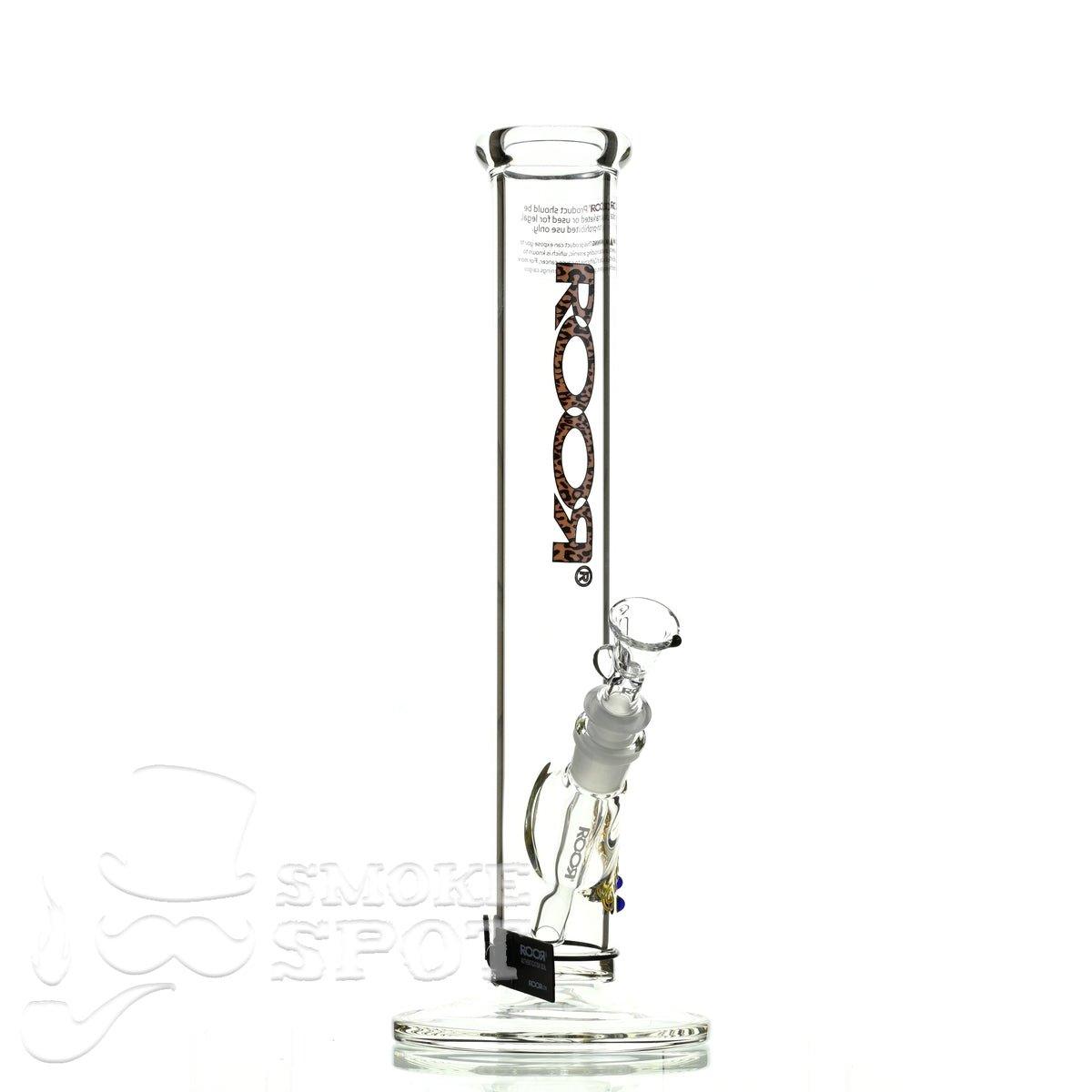 Close-up of cheetah pattern on Roor Straight Tube 14 inch waterpipe - Smoke Spot