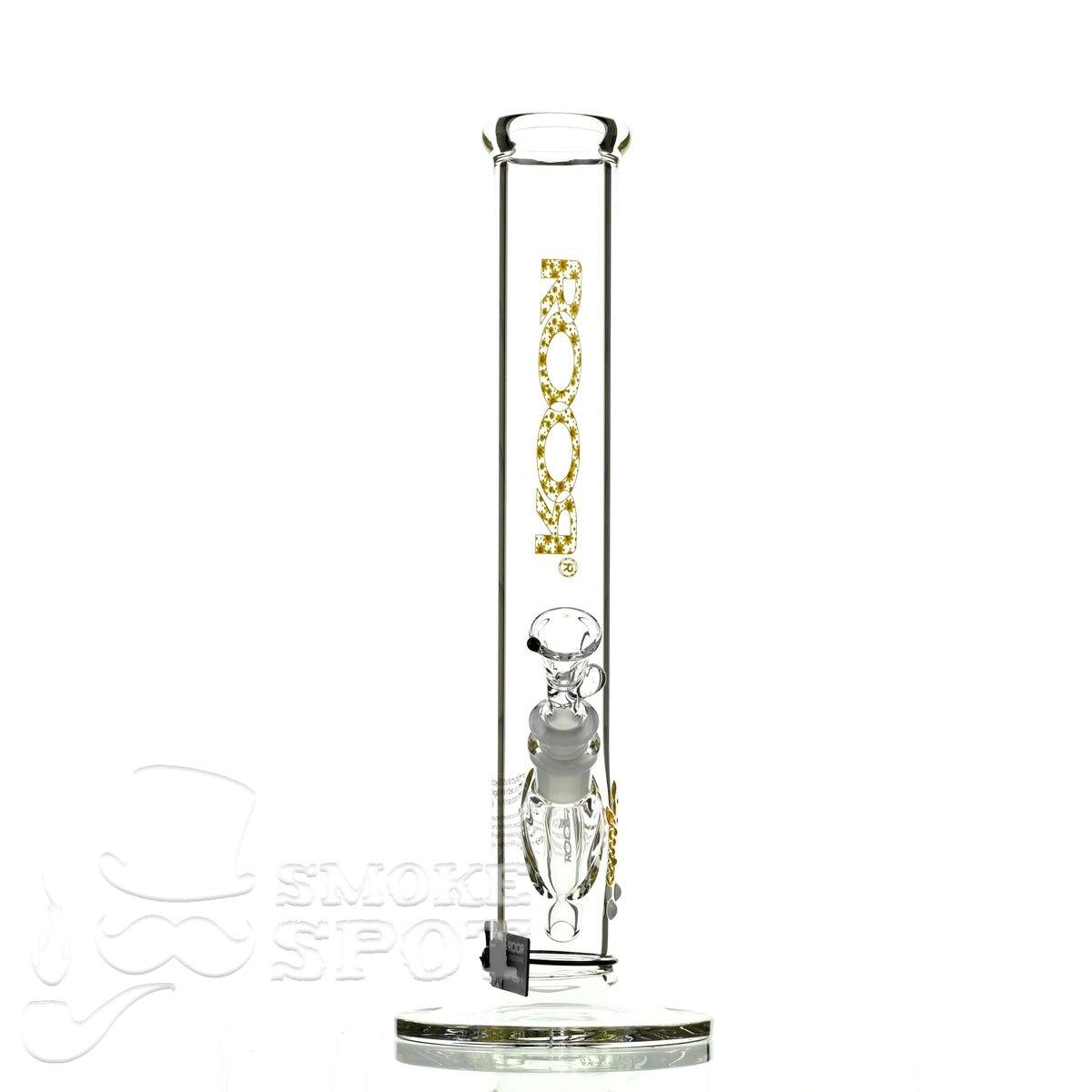 Side view of Roor Straight Tube 14 inch P-D Daisy scientific glass waterpipe