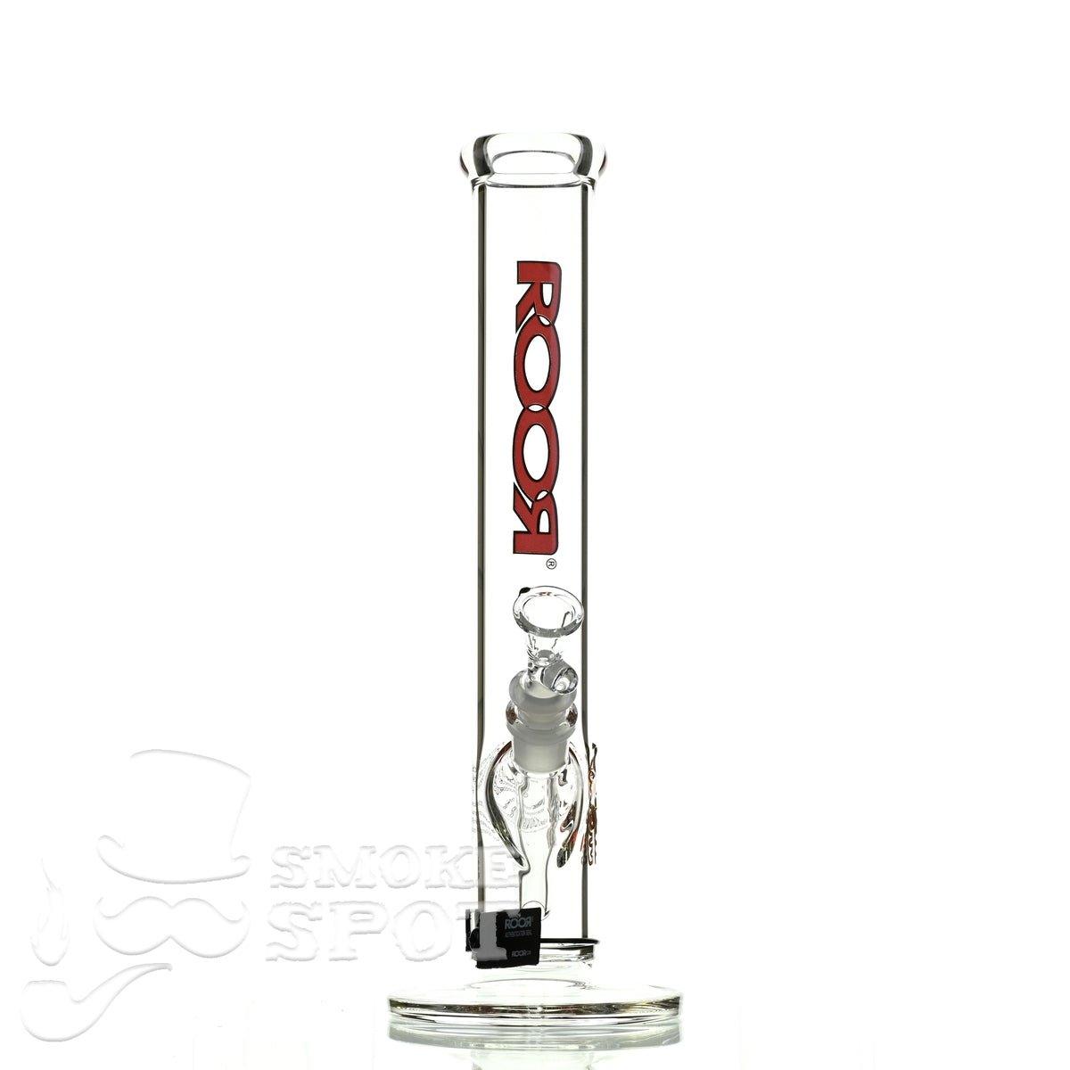 Side view of Roor Straight Tube 14 inch P-D Red/Black waterpipe
