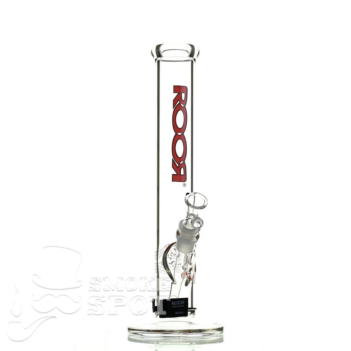 Close-up of Roor Straight Tube 14 inch P-D Red/Black glass craftsmanship