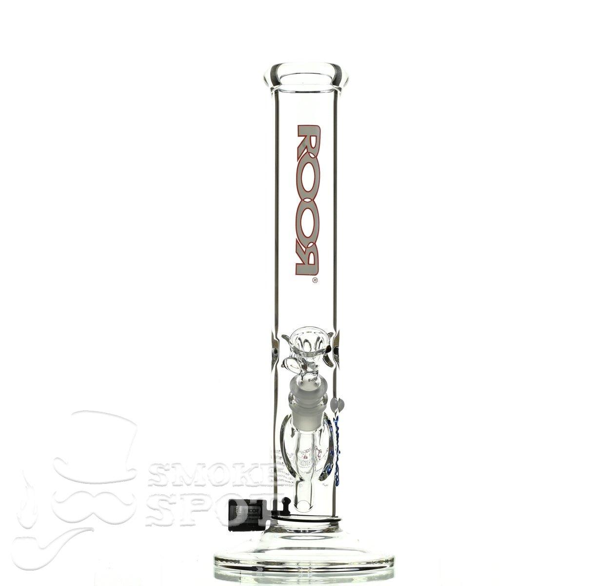 Roor Straight Tube 14 inch white/red premium scientific glass waterpipe with ice catcher - Smoke Spot