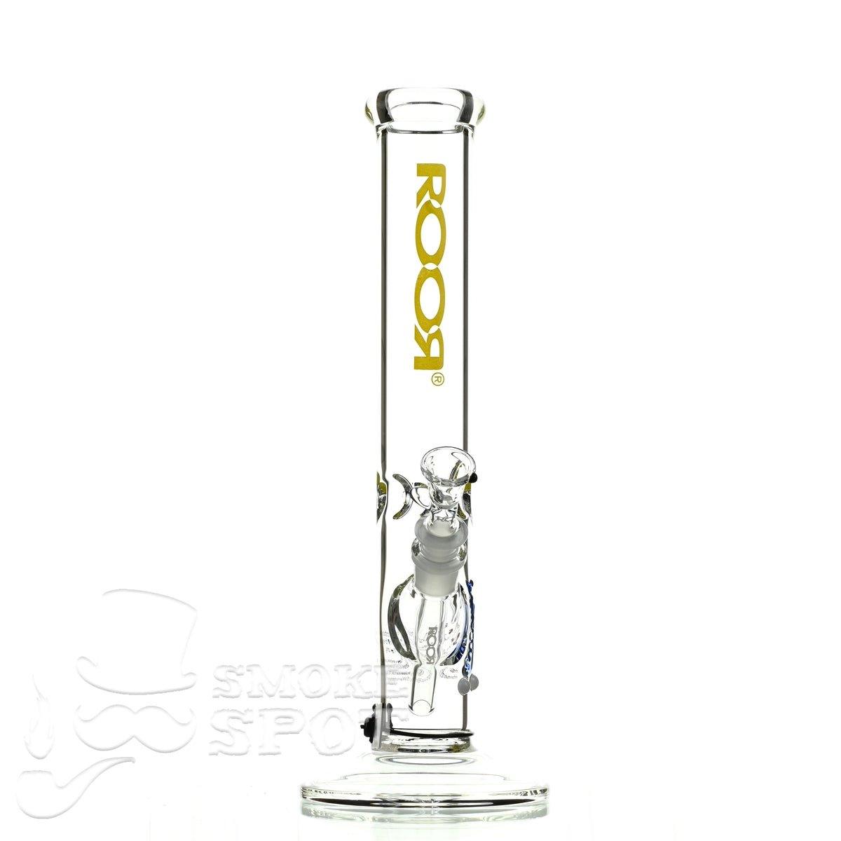 Side view of Roor Straight Tube 14 inch yellow waterpipe showing straight tube design