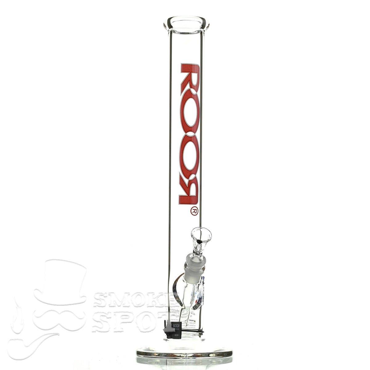 Close-up of Roor Straight Tube 18 inch P-D Red White glass craftsmanship
