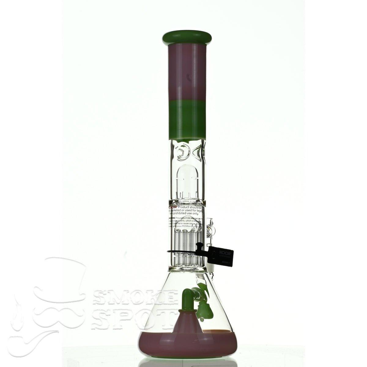 ROOR tech glass fixed 18 inch 50x5 straight pink green - Smoke Spot Smoke Shop