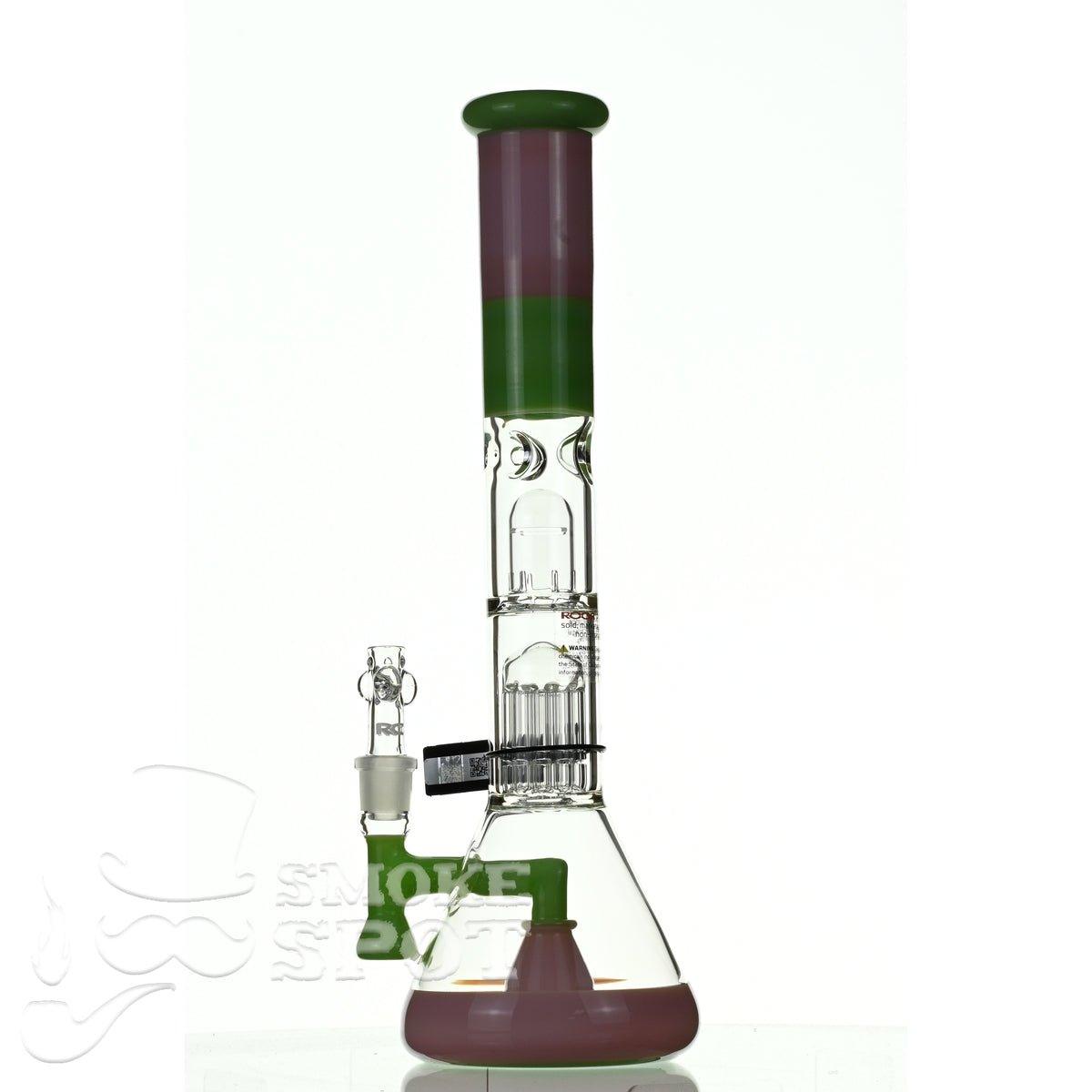 ROOR tech glass fixed 18 inch 50x5 straight pink green - Smoke Spot Smoke Shop