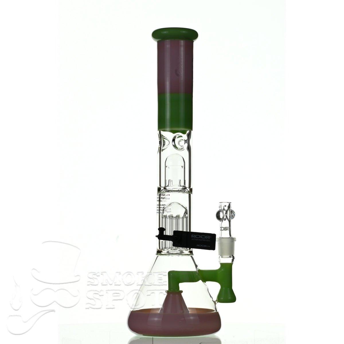 ROOR tech glass fixed 18 inch 50x5 straight pink green - Smoke Spot Smoke Shop