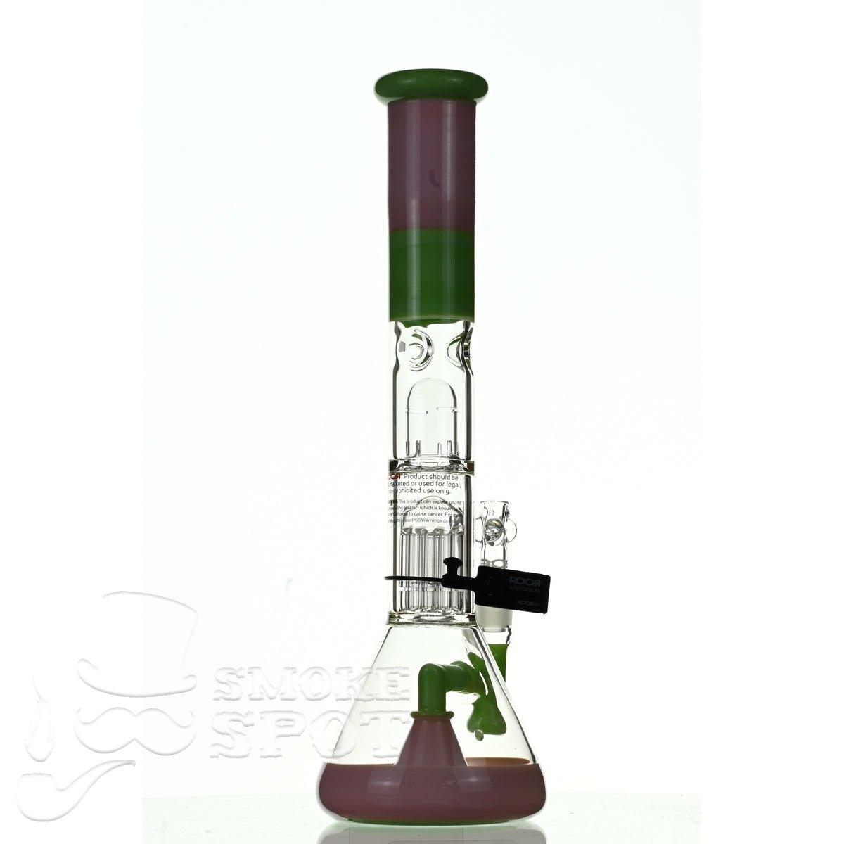 ROOR tech glass fixed 18 inch 50x5 straight pink green - Smoke Spot Smoke Shop