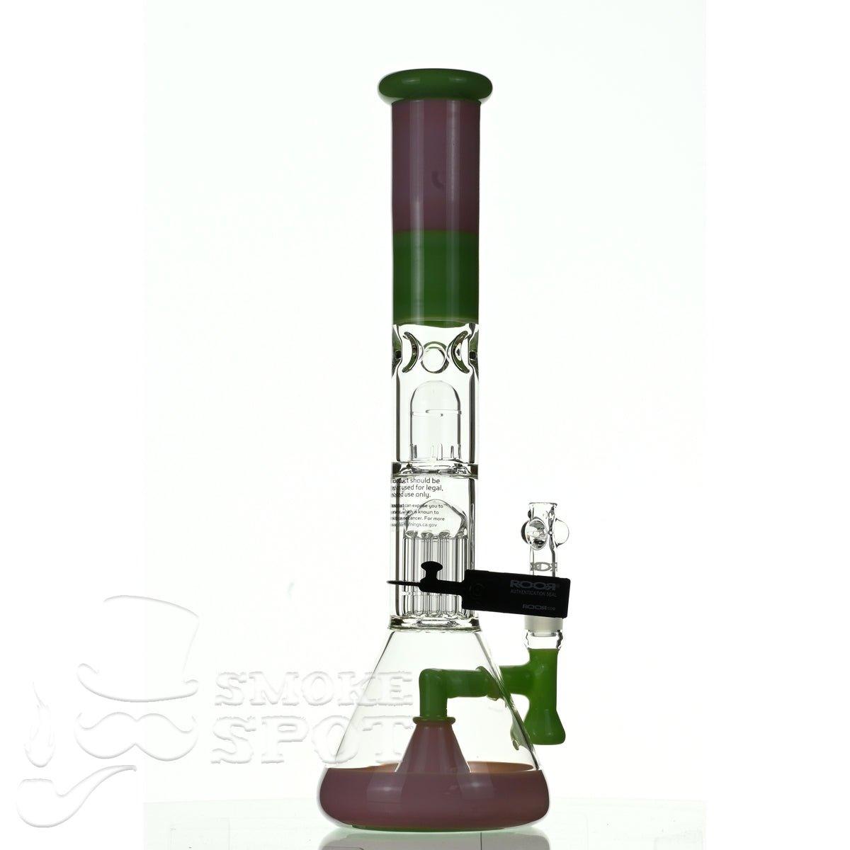 ROOR tech glass fixed 18 inch 50x5 straight pink green - Smoke Spot Smoke Shop