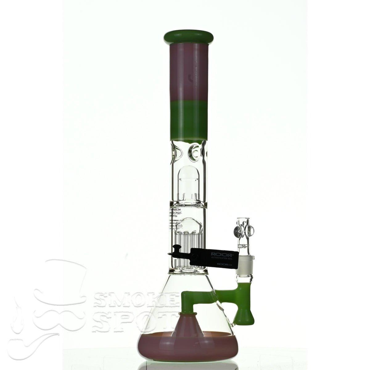 ROOR tech glass fixed 18 inch 50x5 straight pink green - Smoke Spot Smoke Shop