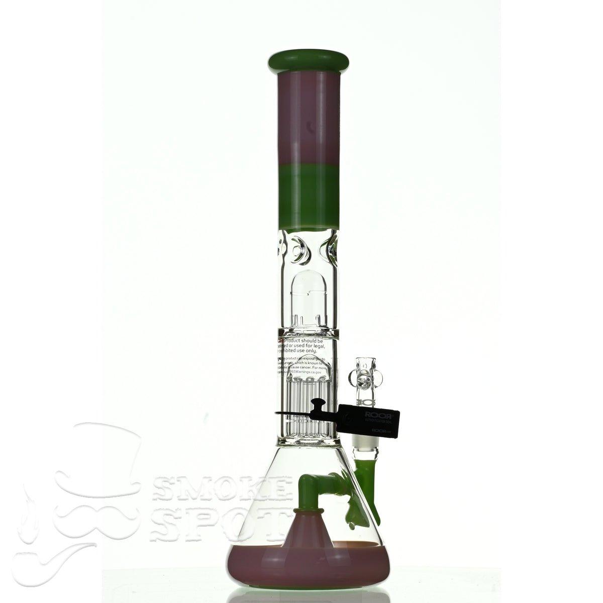 ROOR tech glass fixed 18 inch 50x5 straight pink green - Smoke Spot Smoke Shop